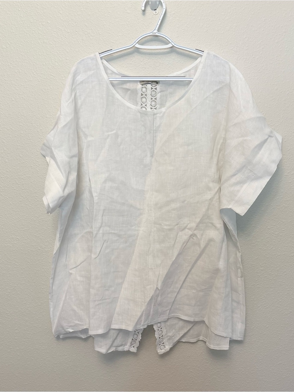 Terzo Millennio White 100% Linen Tunic Top Size 2X Oversized Lagenlook Boho